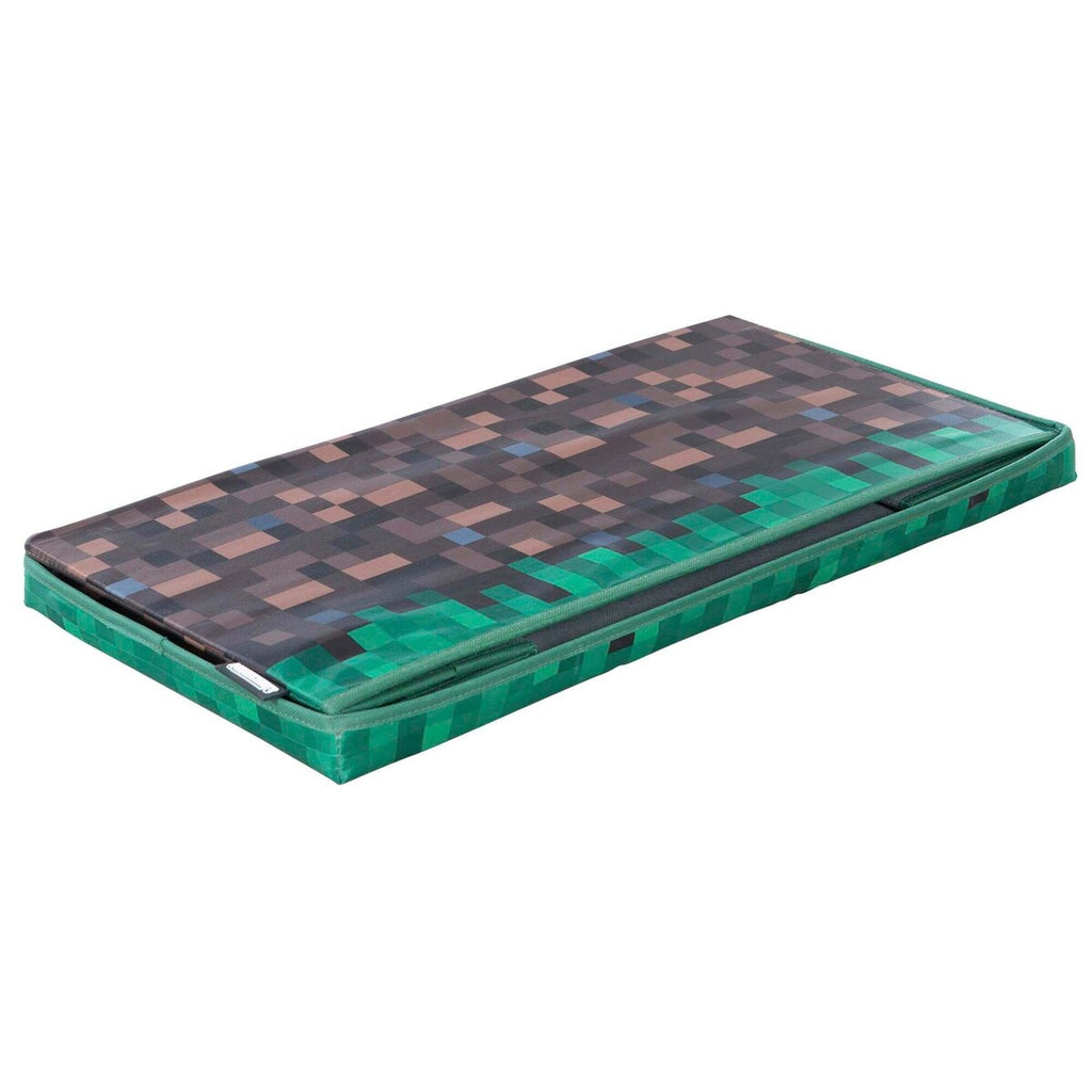 Nærbilde av lokk på Sitte- og oppbevaringsboks bred canvas MINECRAFT Grasblock