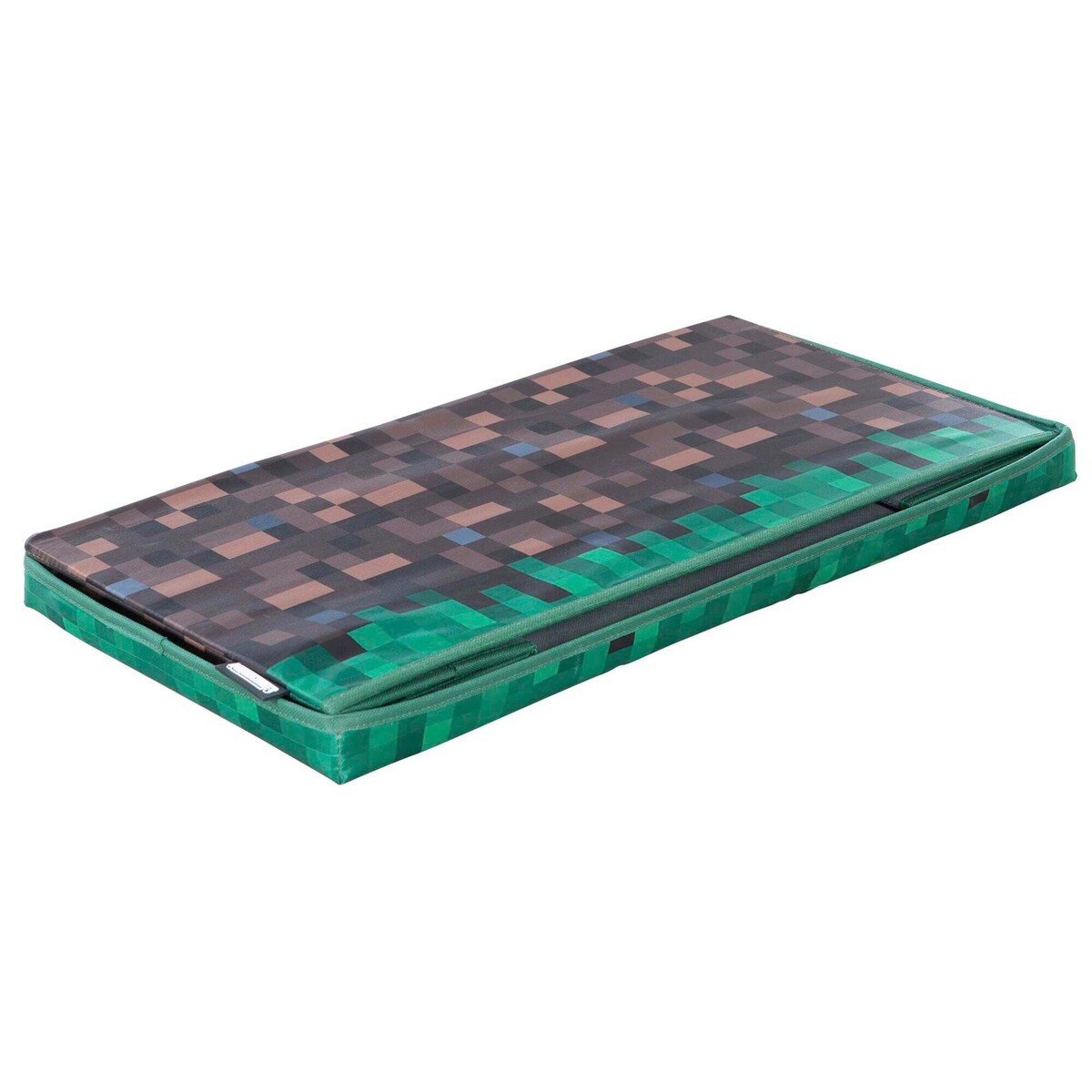Nærbilde av lokk på Sitte- og oppbevaringsboks bred canvas MINECRAFT Grasblock