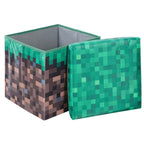 Sitte- og oppbevaringsboks liten, canvas MINECRAFT Grasblock bakside