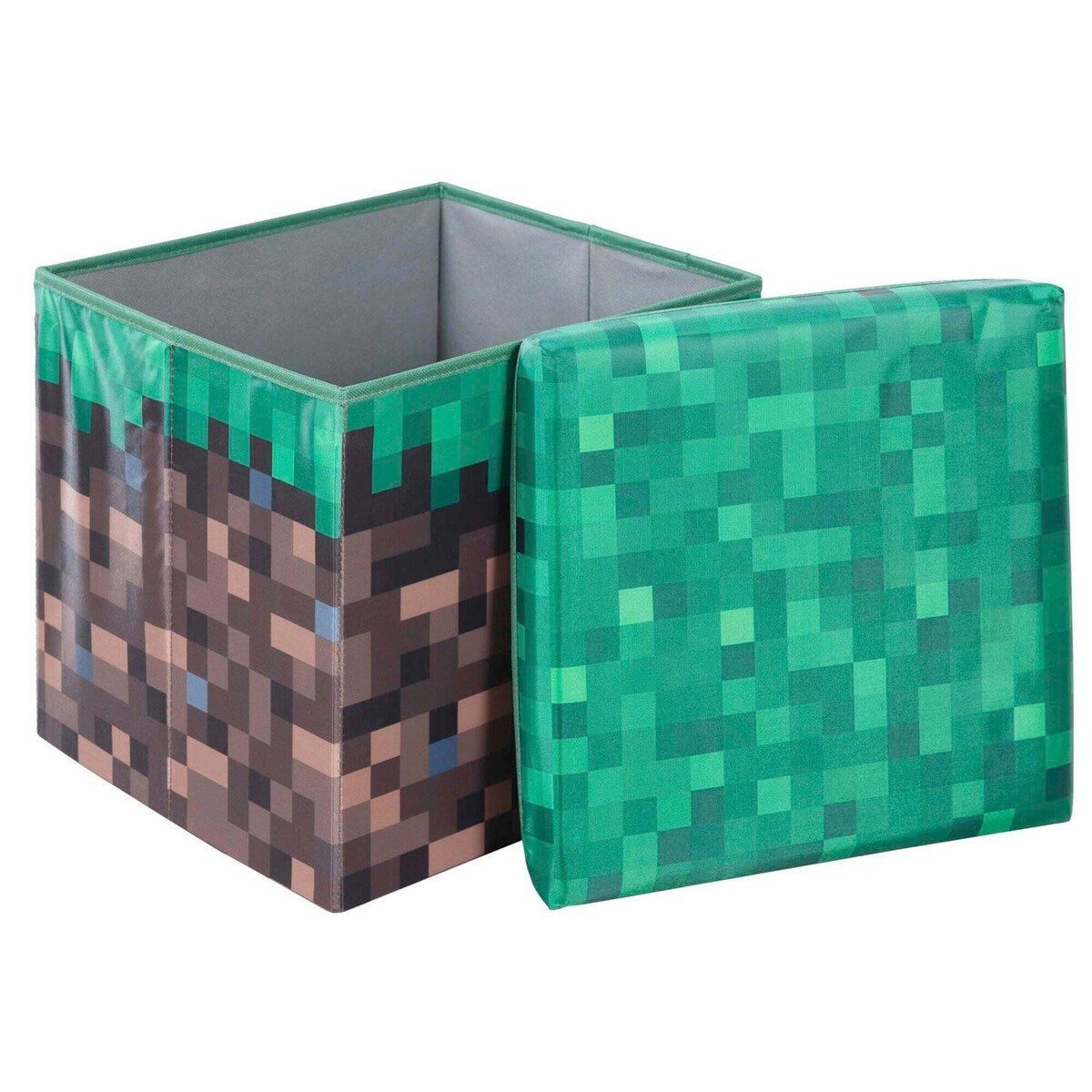 Sitte- og oppbevaringsboks liten, canvas MINECRAFT Grasblock bakside