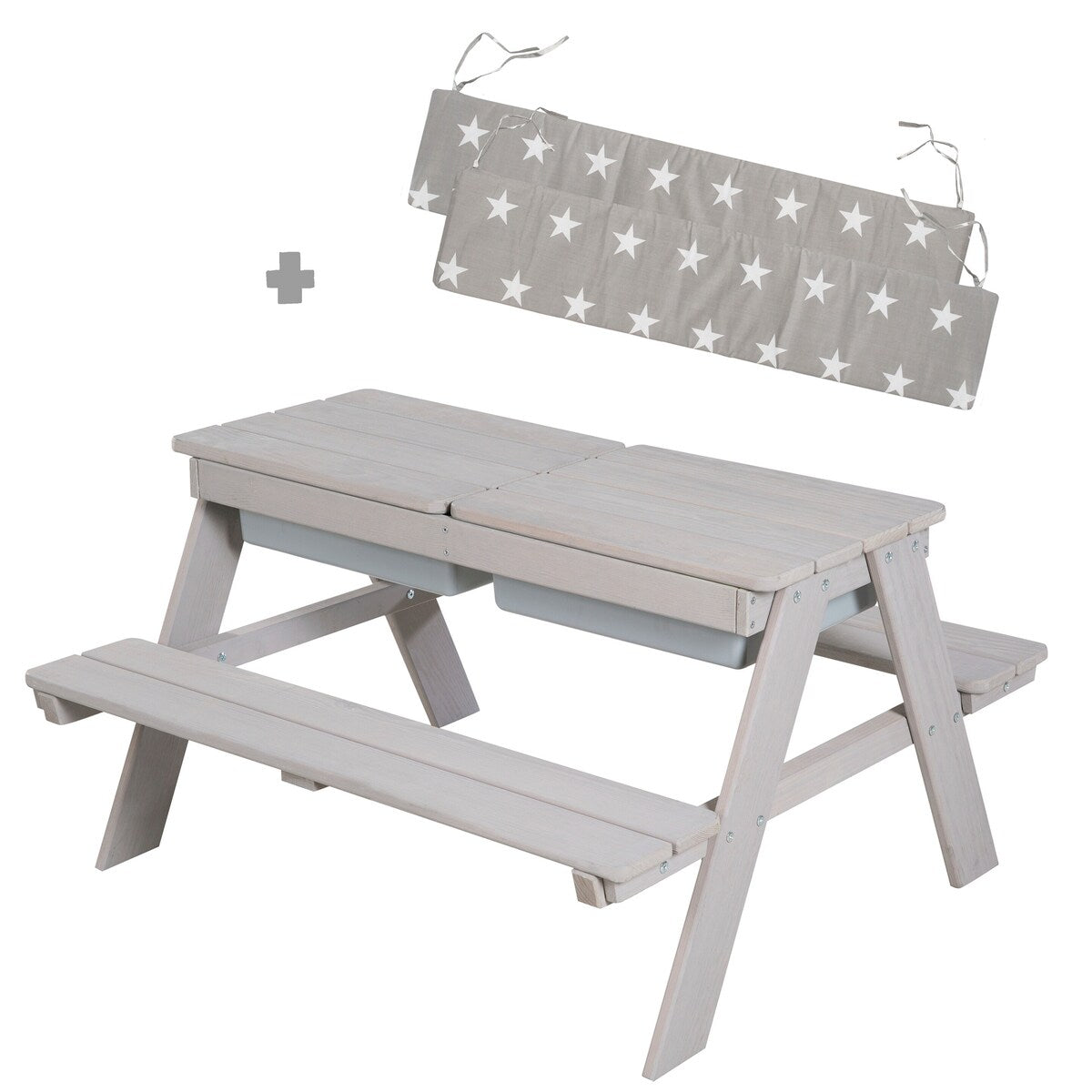 Sittegruppe for barn Outdoor+ med lekekar og puter Little Stars forfra