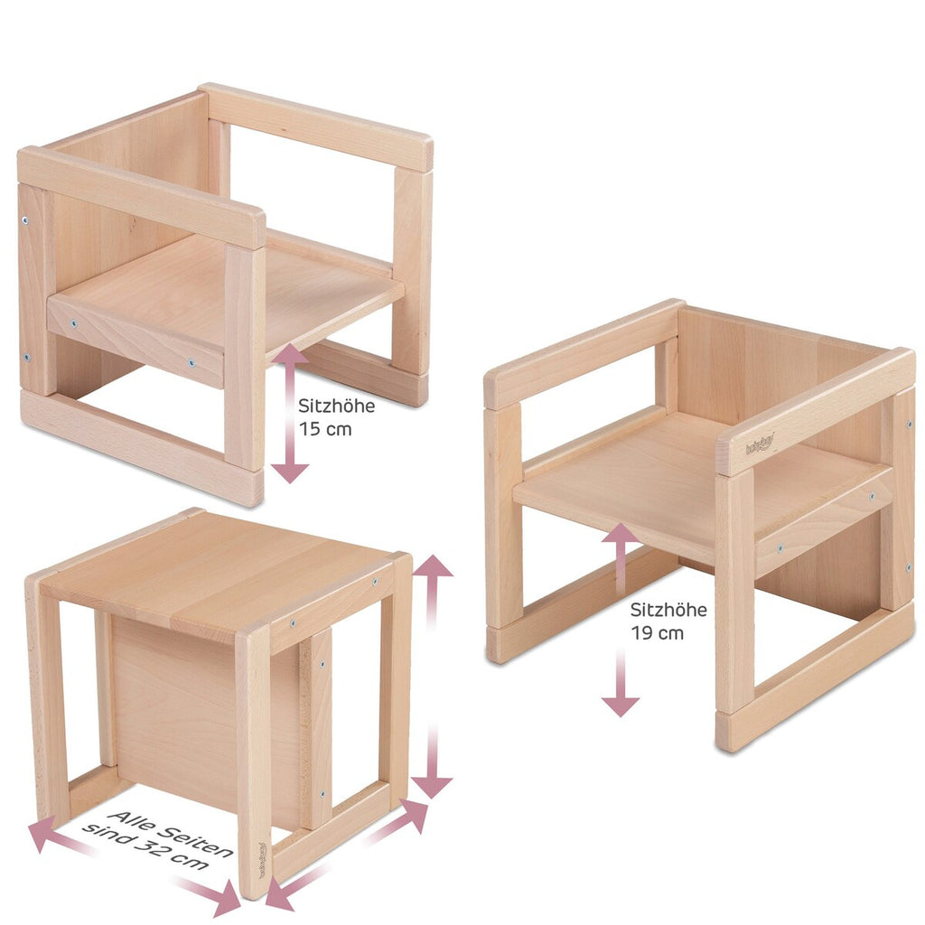 Detalj av Sittekrakk 3-i-1 babycube Littlefoot bøk