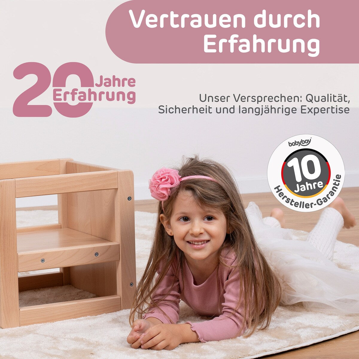 Sittekrakk 3-i-1 babycube Littlefoot bøk justerbare høyder