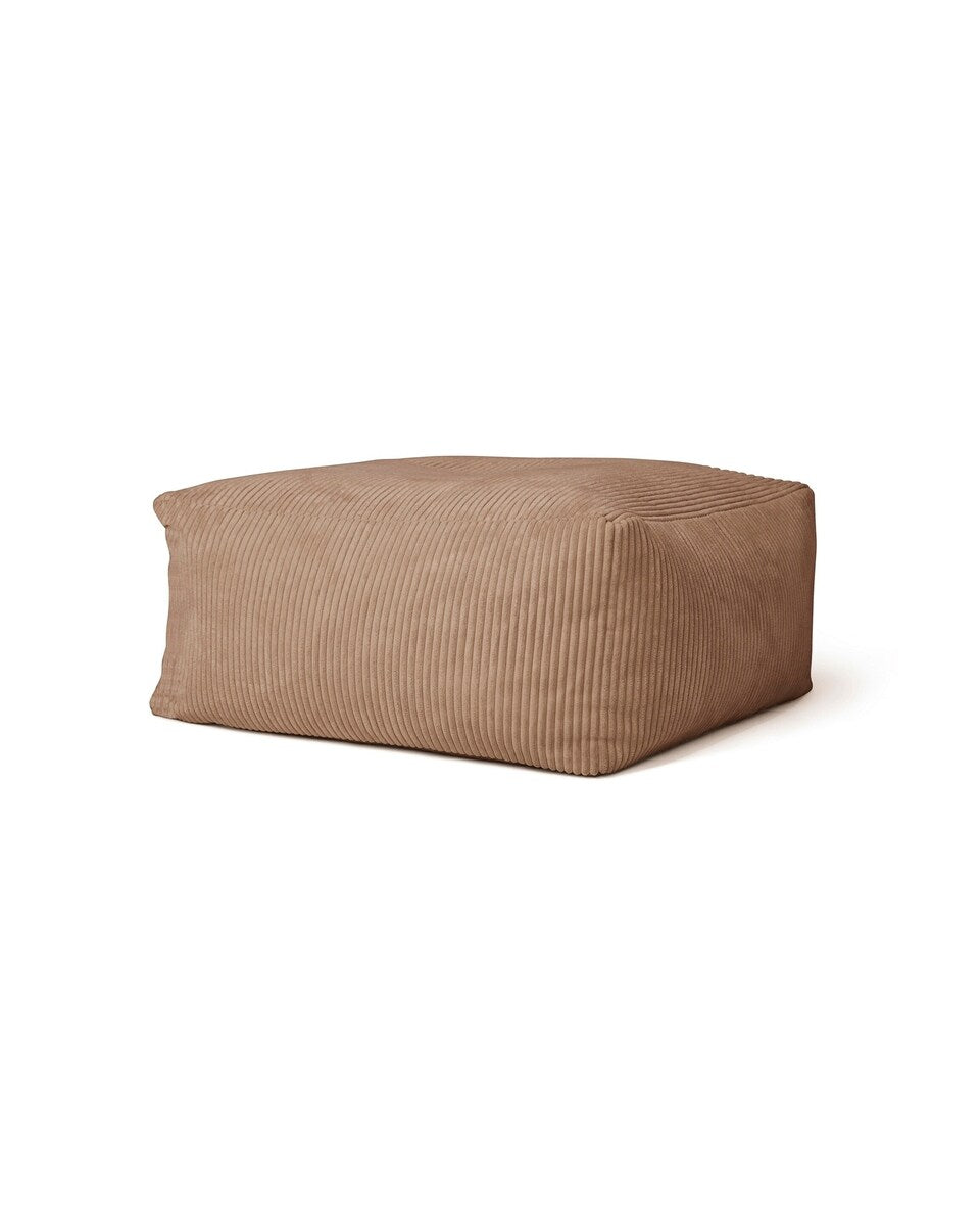 Sittepuff i kordfløyel brun 85x85x34 cm forfra