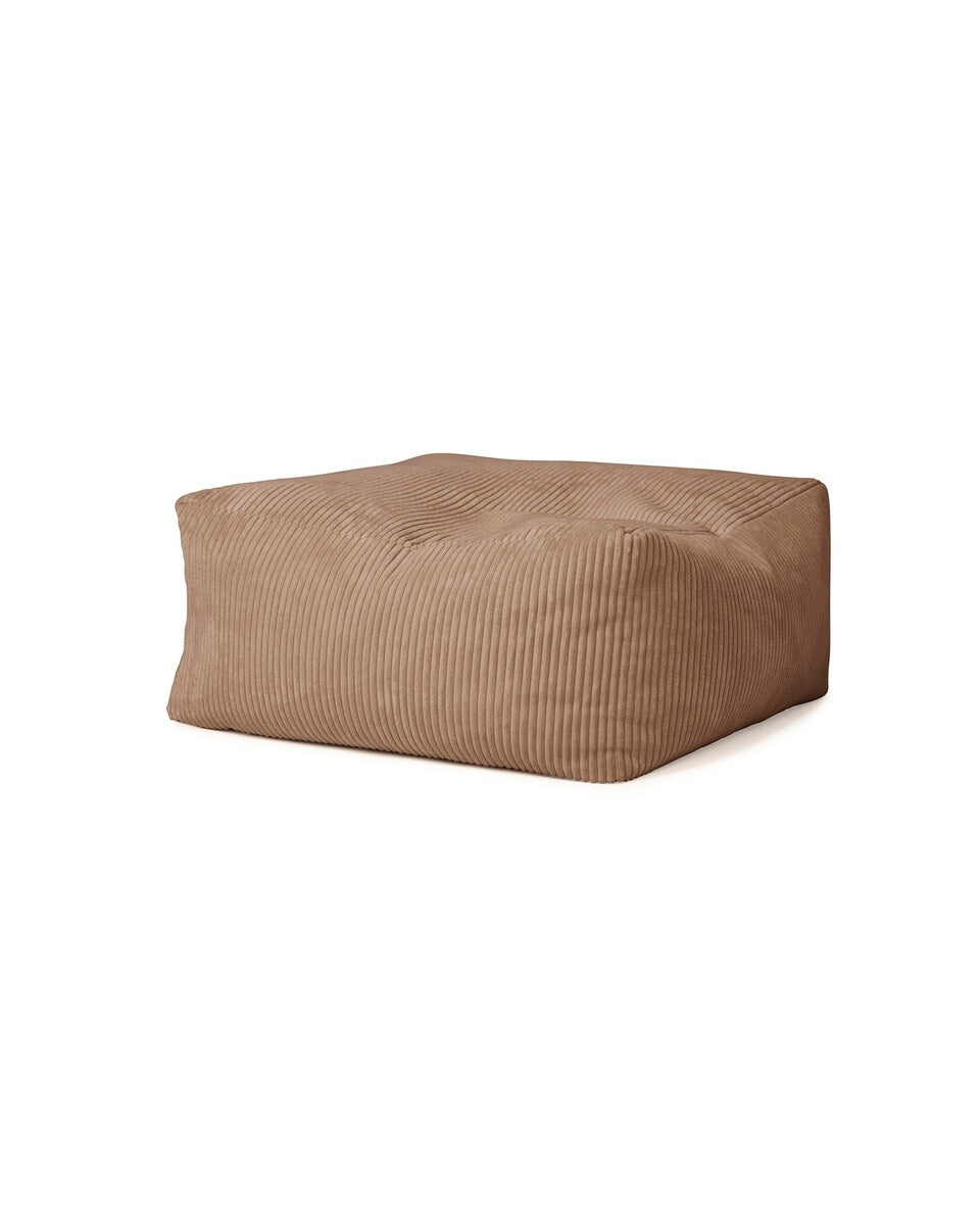 Sittepuff i kordfløyel brun 85x85x34 cm bakside