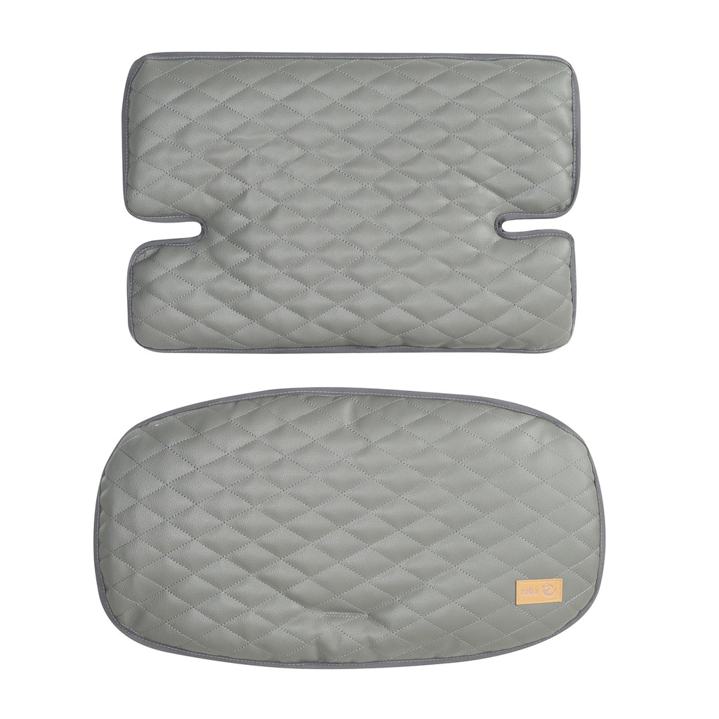 Sittepute 2-delt for barnestol Sit Up Luxe stone quiltet PU-lær forfra
