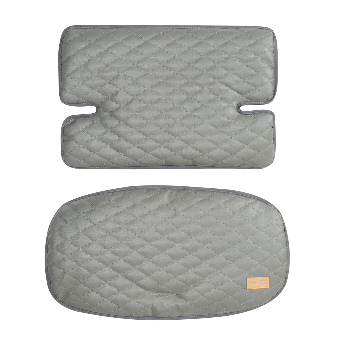 Sittepute 2-delt for barnestol Sit Up Luxe stone quiltet PU-lær forfra