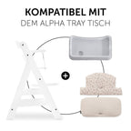 Sittepute til Alpha barnestol i bomullsmusselin Leo Natural med fokus på mykt materiale