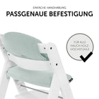 Sittepute til Alpha barnestol i bomullsmusselin mint vist fra siden