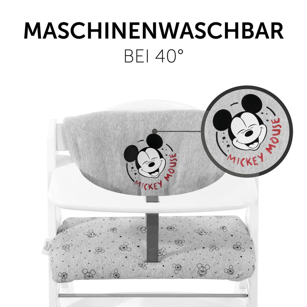 Detaljbilde av borrelås på sittepute til Alpha barnestol Highchair Pad Deluxe Disney Mickey Mouse grå