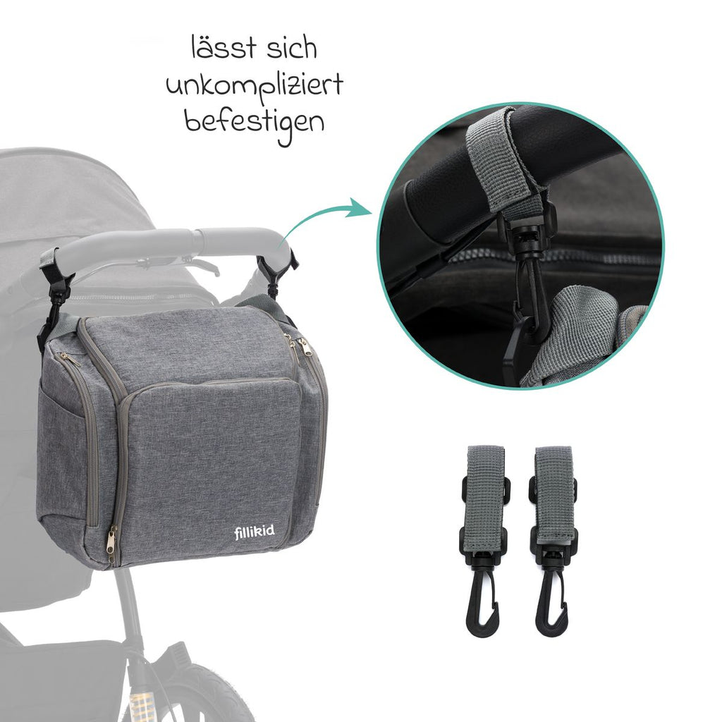 Sittepute for reise med stelleveske og termolommer montert på stol