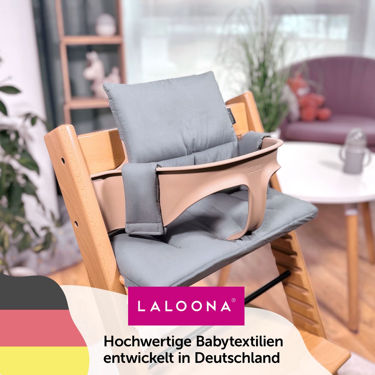 Sittepute til barnestol Stokke Tripp Trapp - belagt, grå fra siden