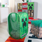 Montert Skittentøykurv i stoff sammenleggbar Minecraft Creeper i bruk
