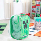 Nærbilde av håndtak på Skittentøykurv i stoff sammenleggbar Minecraft Creeper
