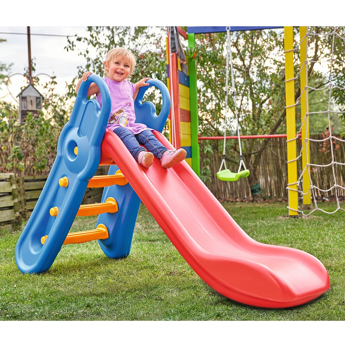 Sklie Fun-Slide 152 cm fra 3 år, maks 50 kg montert i hage