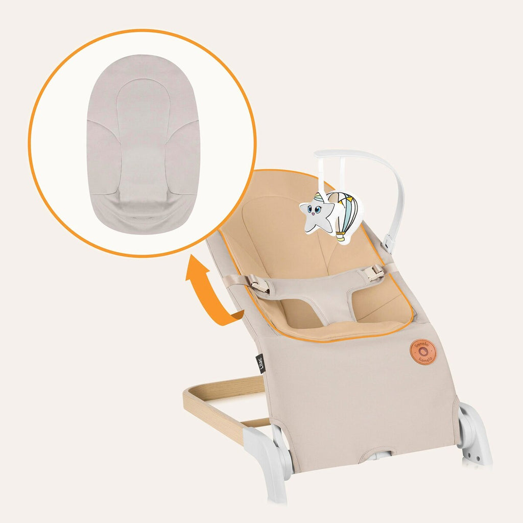 Sklisikker fot på Babyvipp Lilac sammenleggbar med lekebøyle