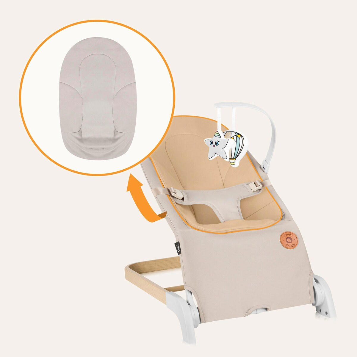 Sklisikker fot på Babyvipp Lilac sammenleggbar med lekebøyle