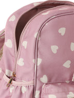 Skolesekk med hjerter og glitter sidelomme med strikk