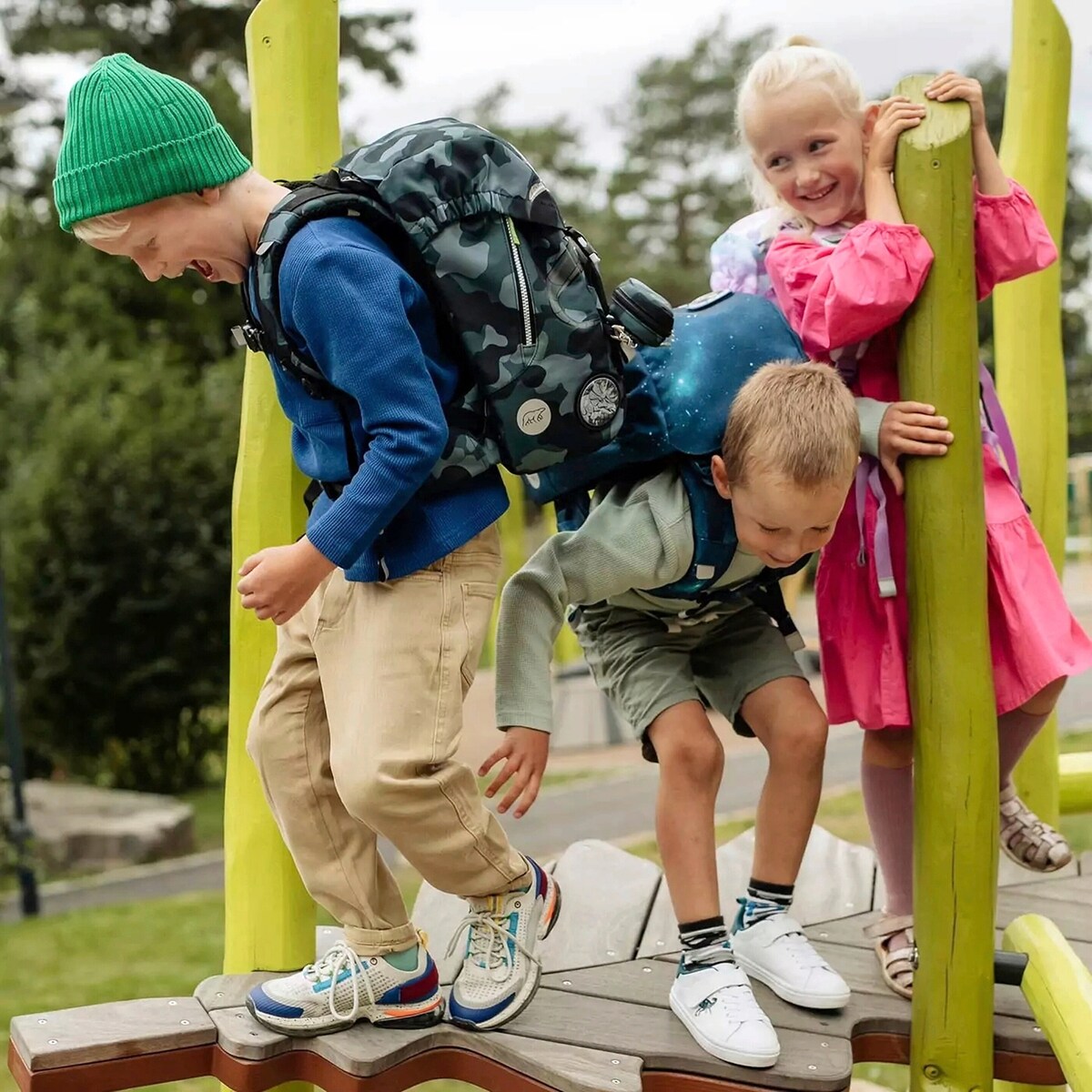 Skolesekk-sett Classic 6 deler med regnbeskyttelse - Beckmann