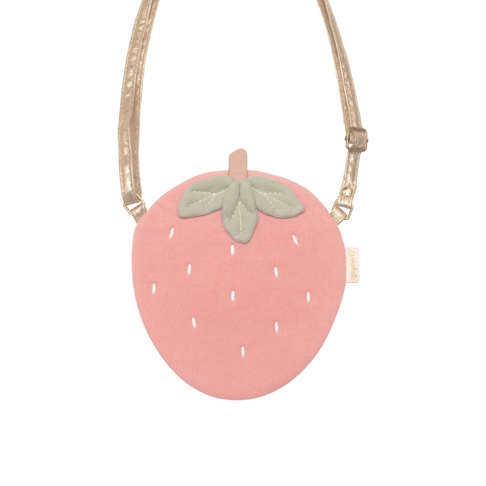 Skulderveske Sweet Strawberry i bomull for barn sett forfra