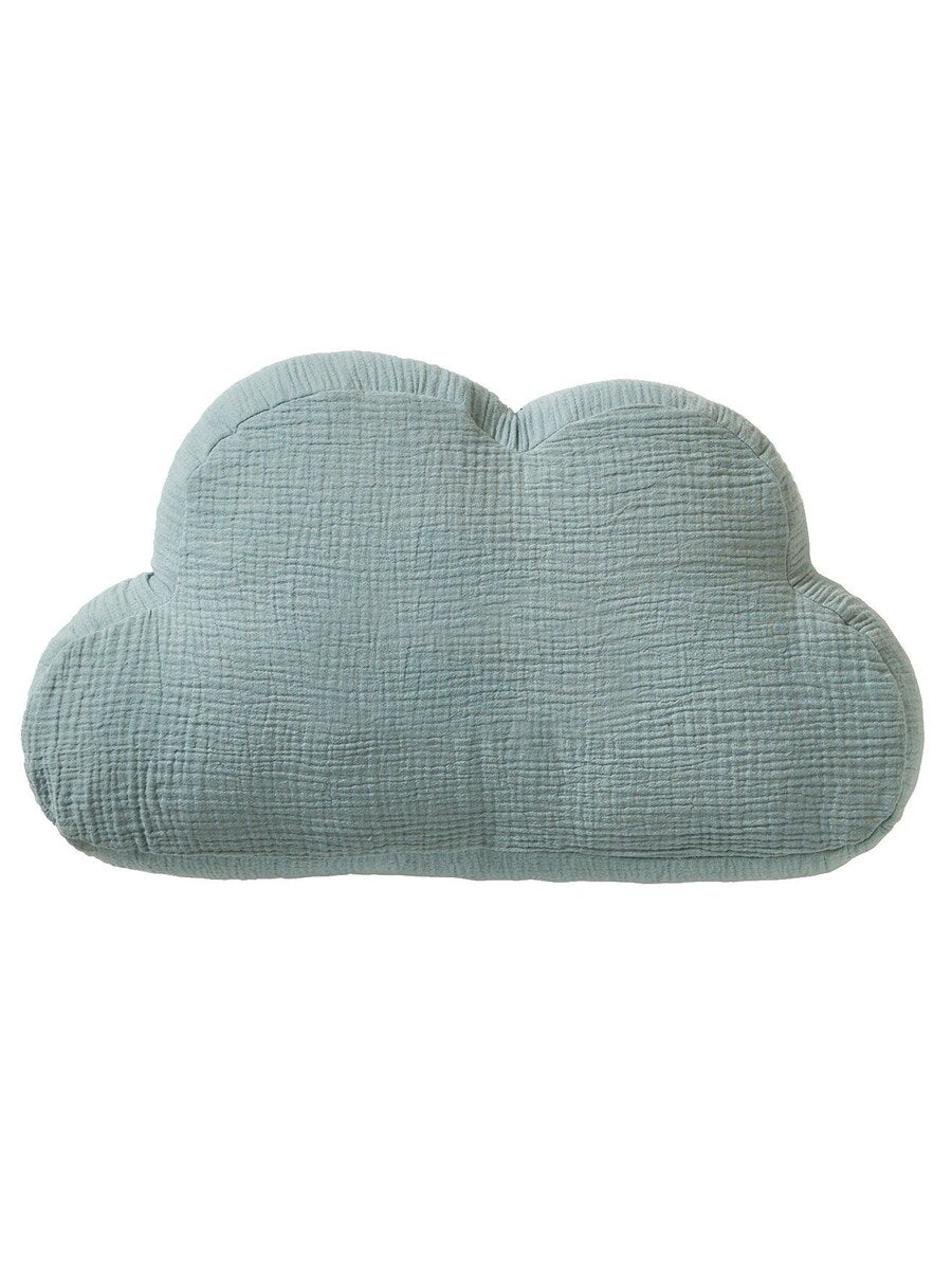 Nærbilde skyformet pute i muslin bomull 28x50 cm