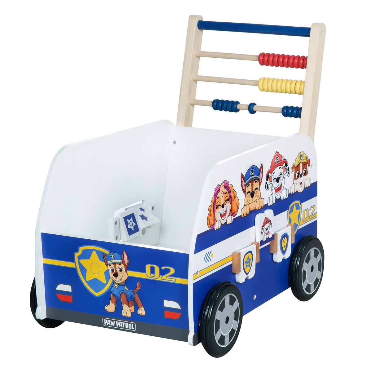 Skyvebuss med motorikkspill Paw Patrol - roba forfra med blå og hvit design