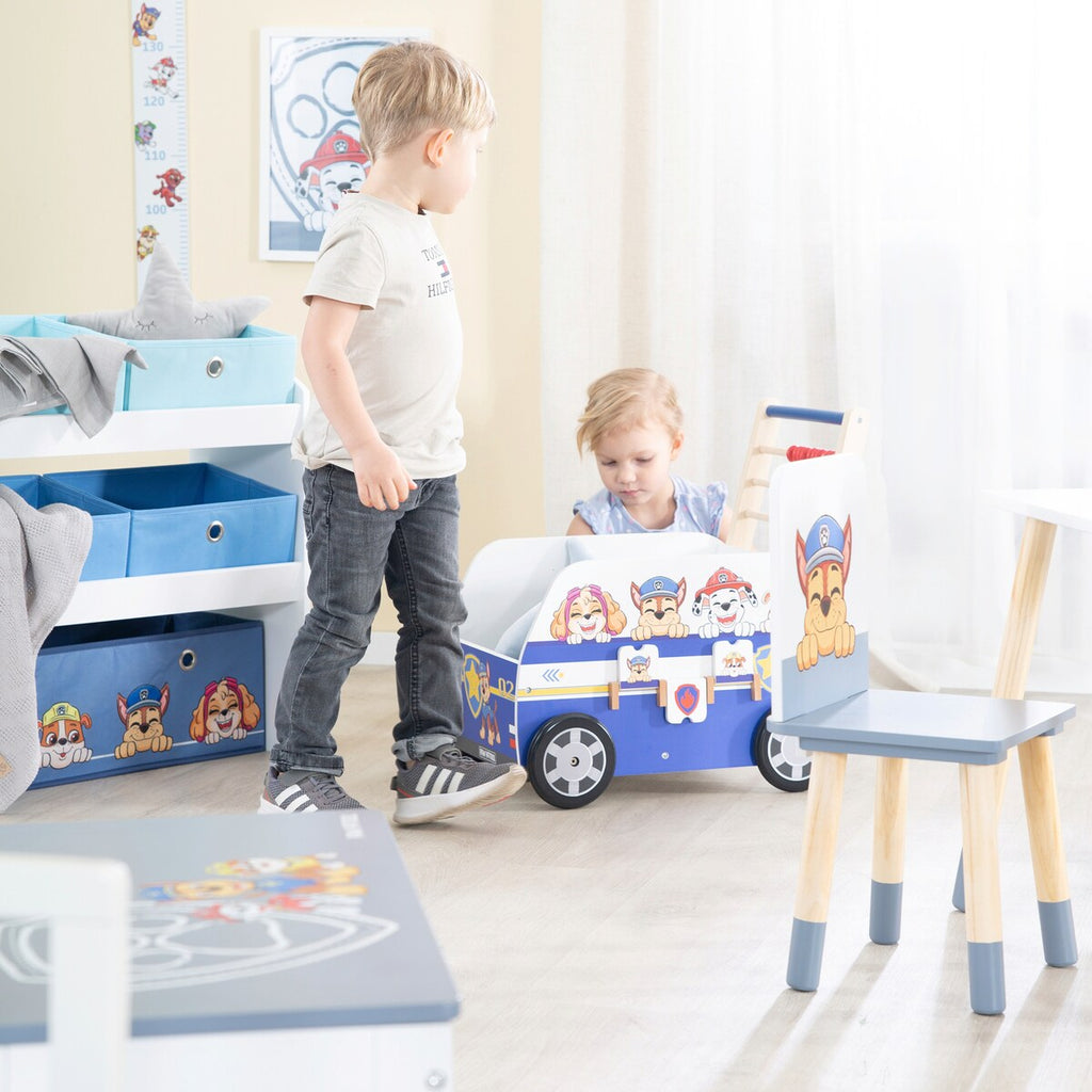 Detalj av regnemaskin og klappbilder på Skyvebuss med motorikkspill Paw Patrol - roba