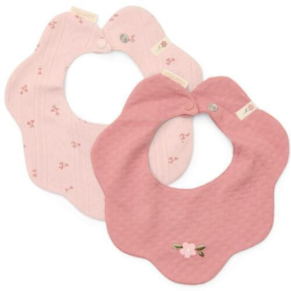 Smekke 2-pack rosa med trykknapper økologisk bomull - Little Dutch forfra