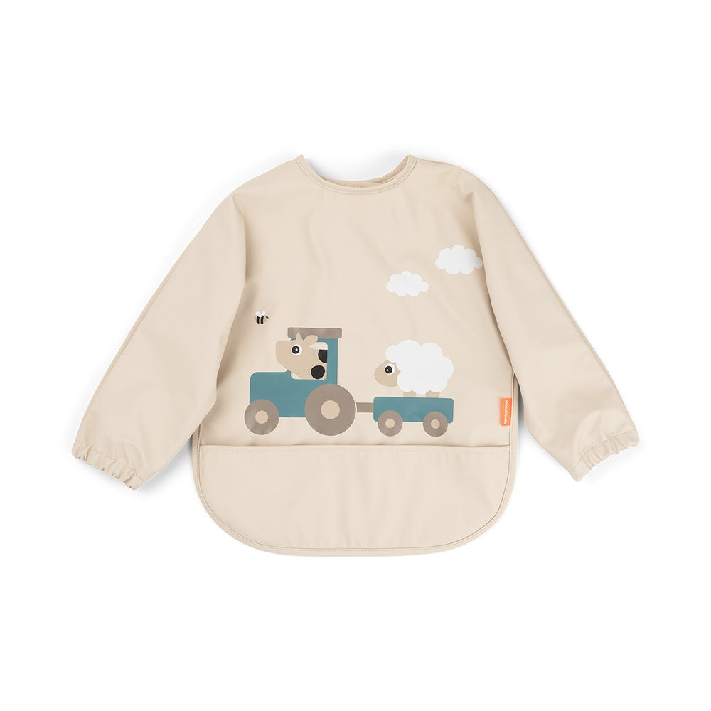 Smekke med ermer og lomme Tiny Farm sand - Done by Deer forfra