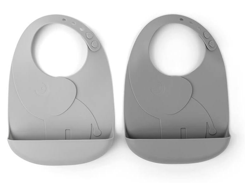 Smekke i silikon med oppsamler Peekaboo Elphee grå 2-pk - Done by Deer forfra