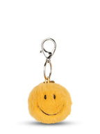 Smiley nøkkelring ECO Fuzzy gul 5,5 cm forfra