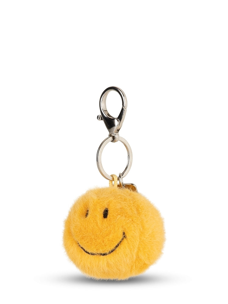 Smiley nøkkelring ECO Fuzzy gul 5,5 cm bakside