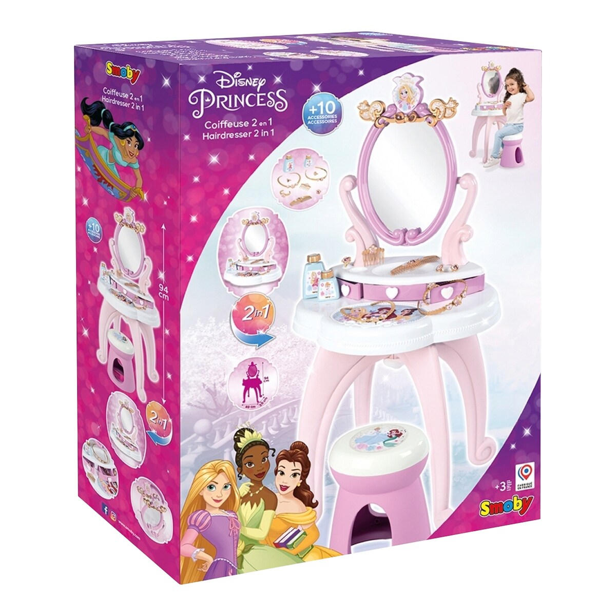 Tilbehør inkludert med Sminkebord Disney Princess med speil og krakk