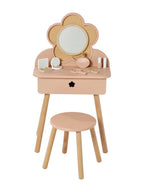 Sminkebord for barn i tre FSC med speil og krakk bakside