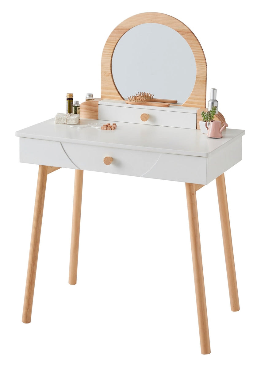 Sminkebord Suzie for jenter i MDF hvit/natur 77 cm forfra
