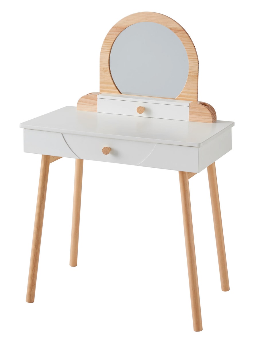 Sminkebord Suzie for jenter i MDF hvit/natur 77 cm bakside