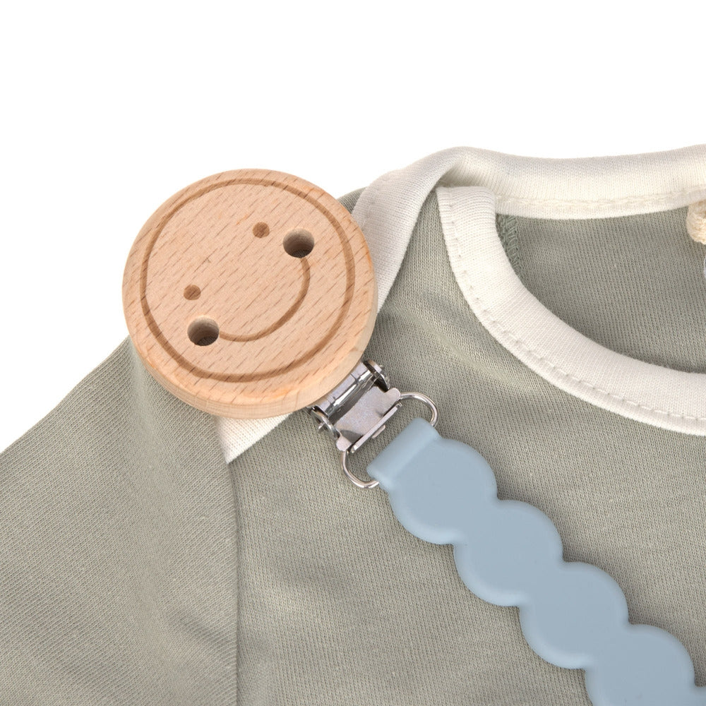 Smokkekjede Tiny Smile tre og silikon BPA-fri lyseblå detalj