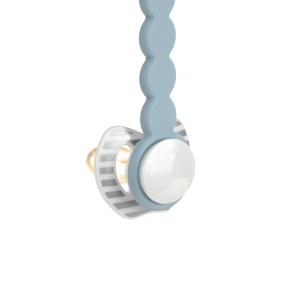 Smokkekjede Tiny Smile tre og silikon BPA-fri lyseblå montert