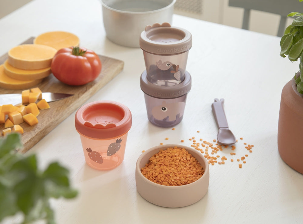 Snackbokser 3-delers sett Ozzo rosa stablet for enkel oppbevaring