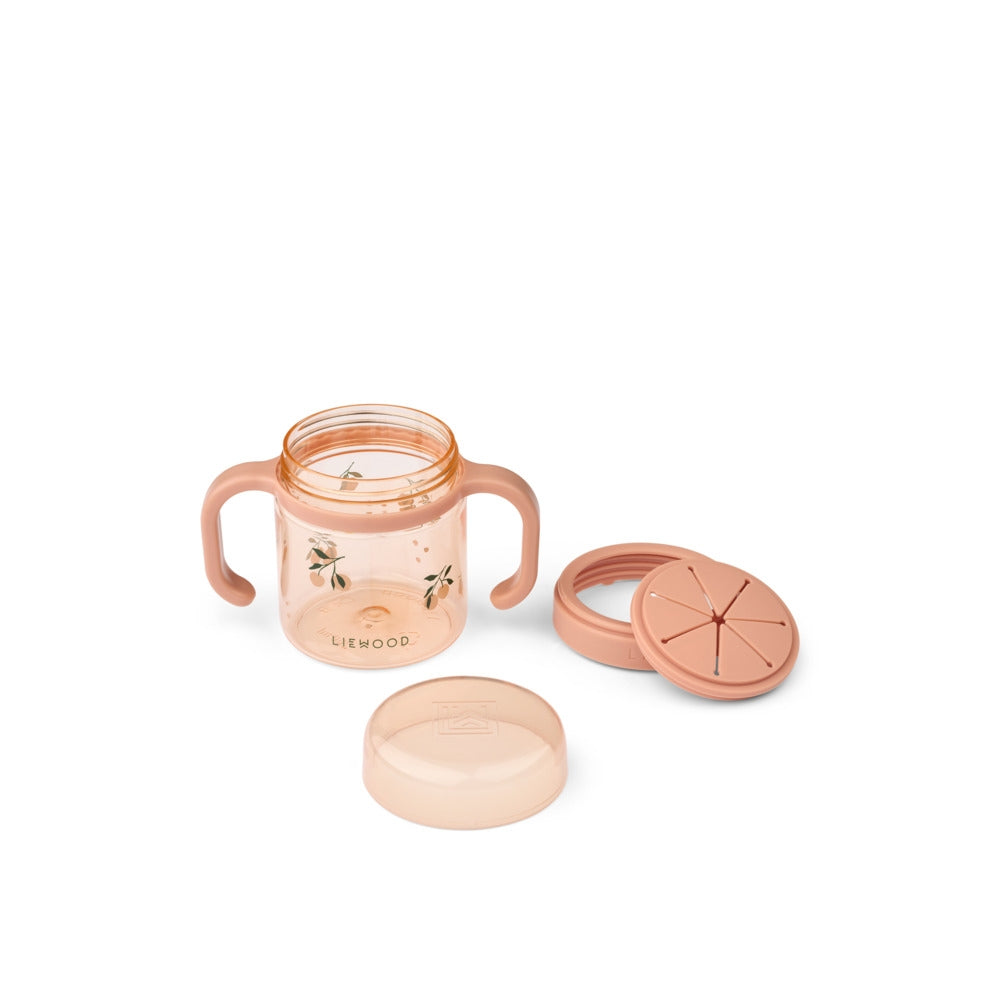 Snackkopp med silikonlokk Enyo Peach bakside