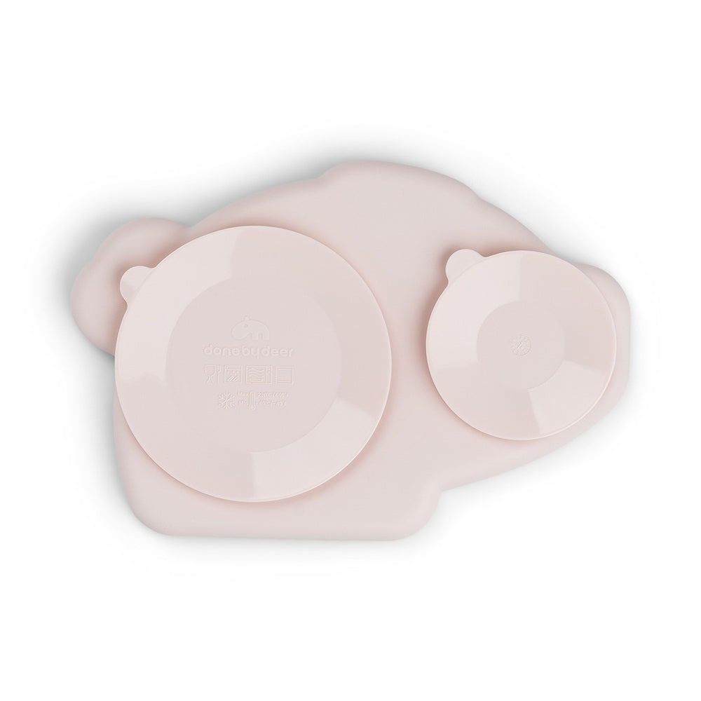Detalj av Snacktallerk silikon Stick&Stay Pigee Pink med sugekopp