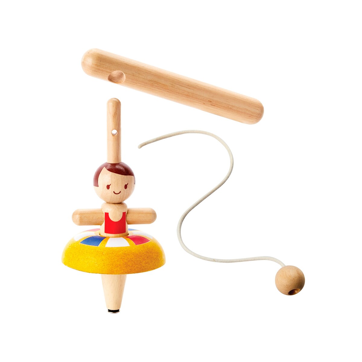 Montert snurrebass ballerina i gummibaumtre 9,8 cm klar til bruk