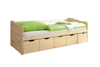 Sofaseng Maria med 5 skuffer i furu natur 96x205 cm forfra