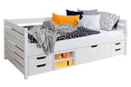 Sofaseng Naomi med skuffer 120x200 cm furu hvit forfra