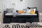 Sofaseng Naomi med 5 skuffer på hjul 90x200 cm furu - Ticaa
