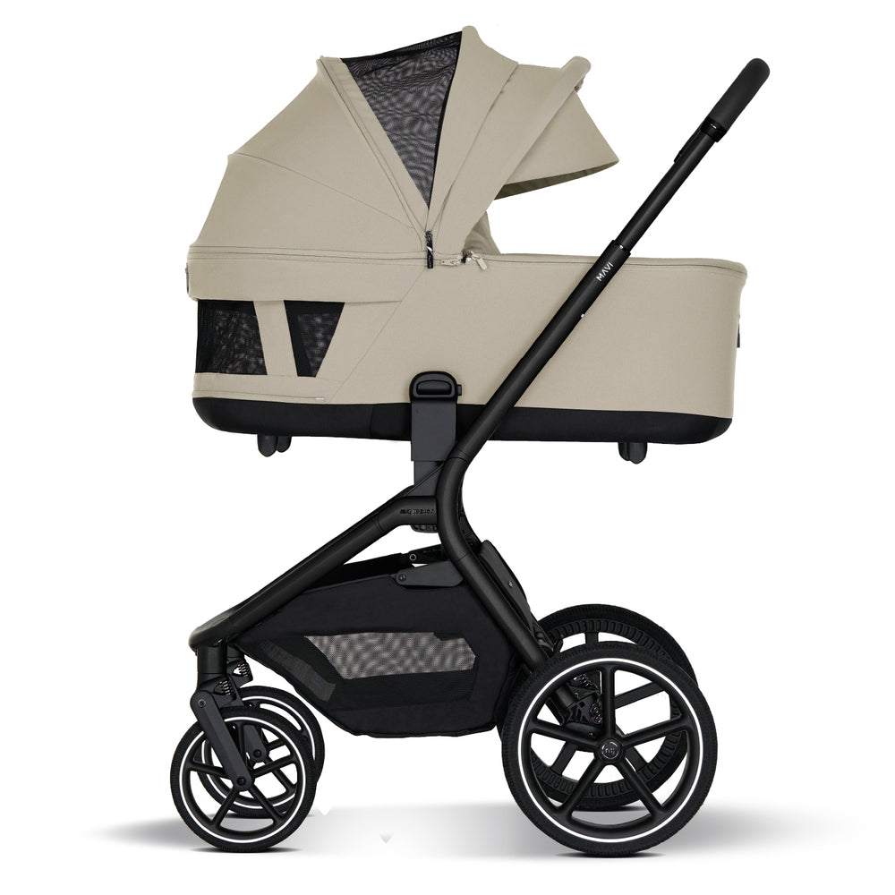 Nærbilde av SoftGlide-dekk på Kombivogn MAVI 2-i-1 startsett Sandstone Beige