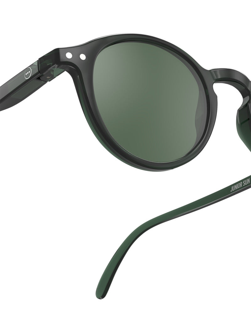Detalj av solbriller Junior Sun #D Bakelite Green med soft-touch ramme