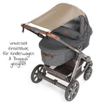 Solseil til barnevogn med UV-beskyttelse 50+ beige bakside