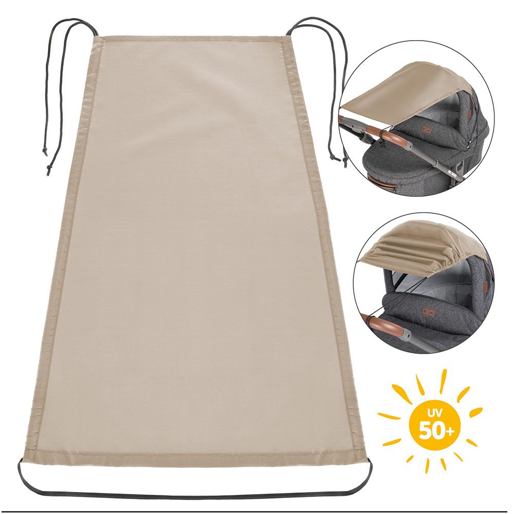 Solseil til barnevogn med UV-beskyttelse 50+ beige front