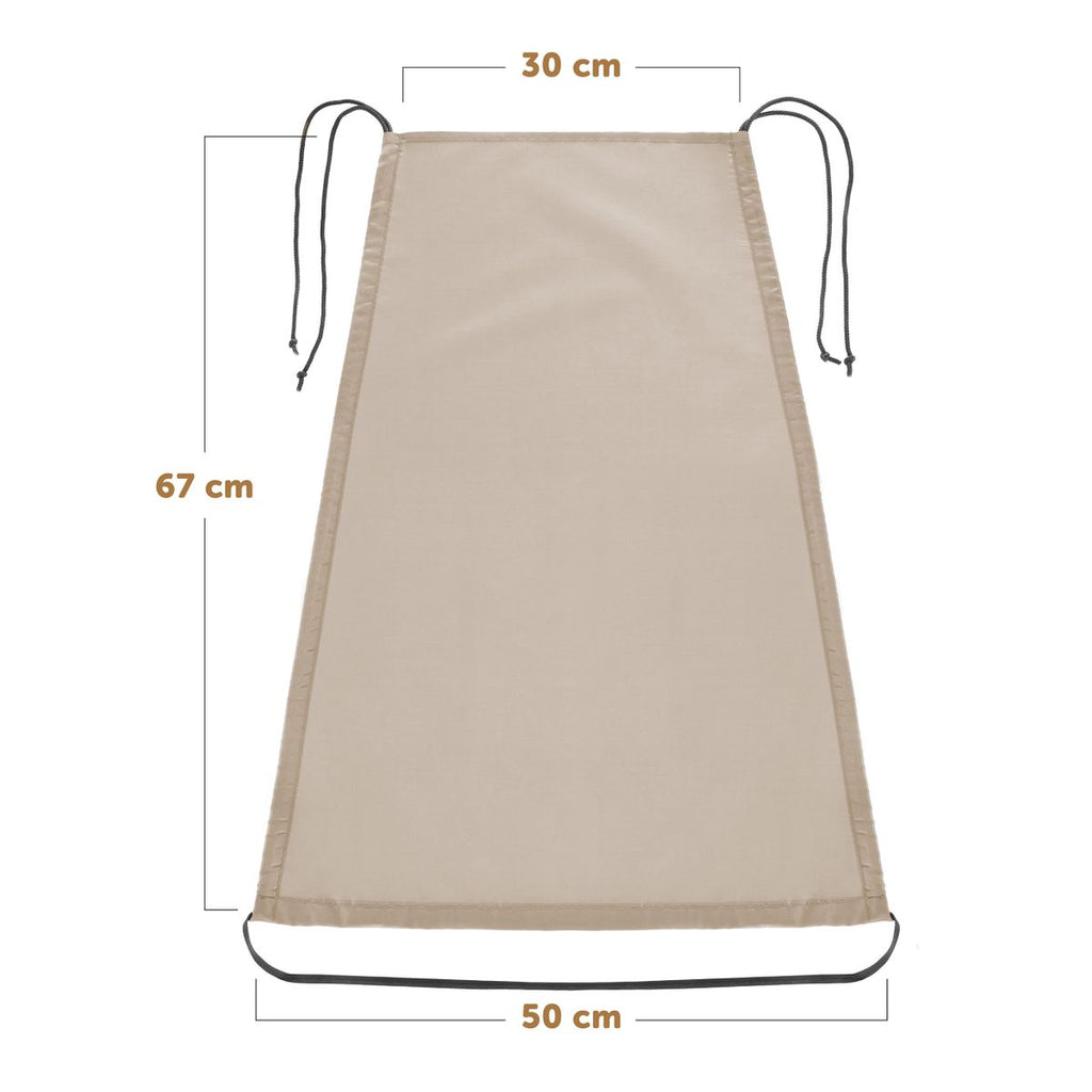 Solseil til barnevogn med UV-beskyttelse 50+ beige rullet opp
